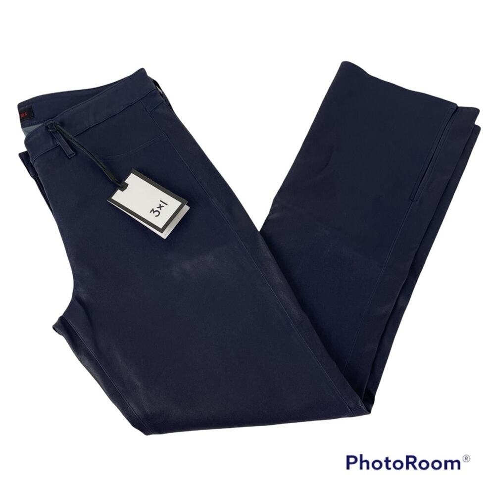 3X1 W2 split crop bell salt sapphire leather pants NWT size 26